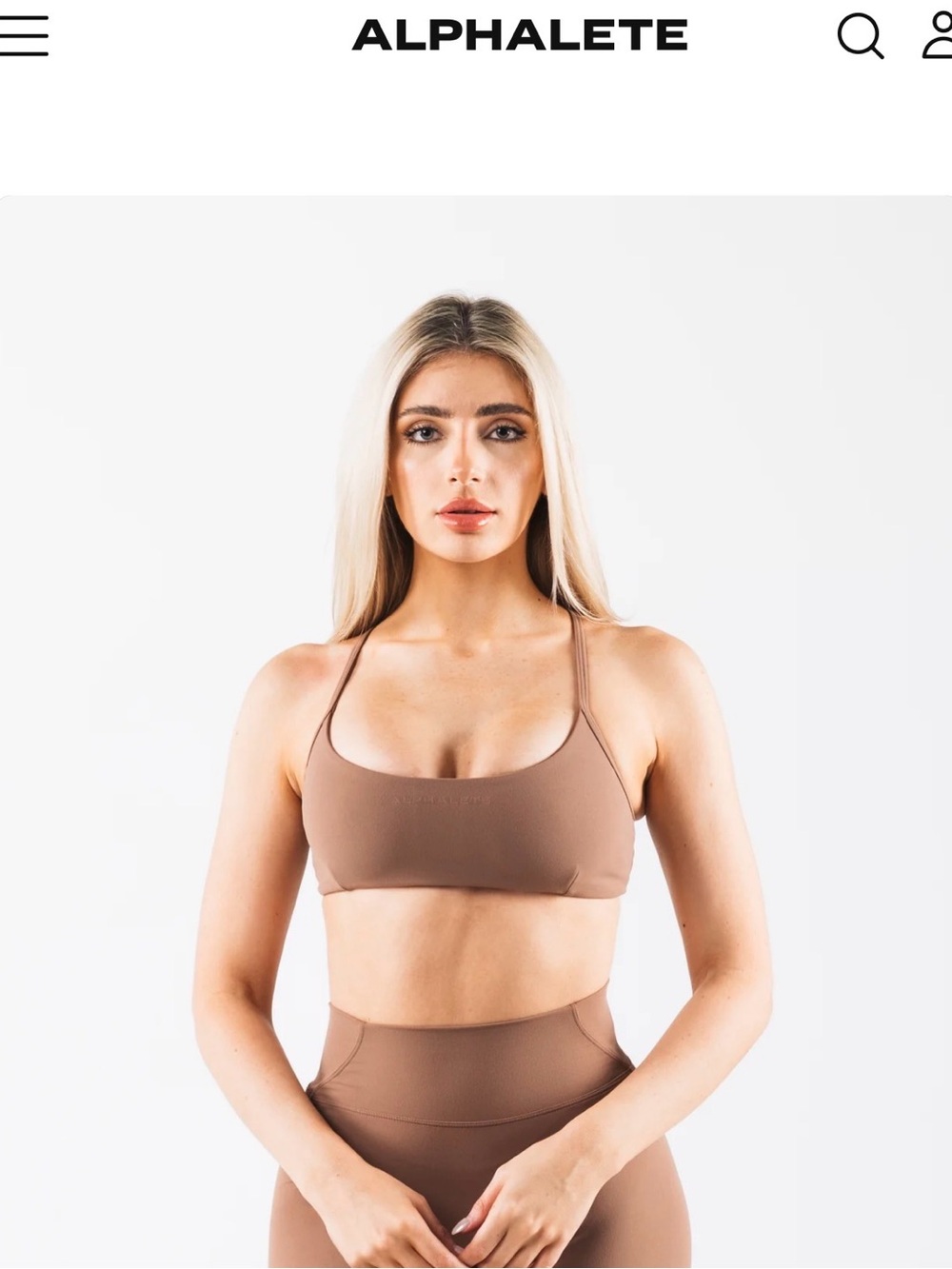 Alphalete Scoop-Neck Sports Bra and High-Waist Leggings - tan